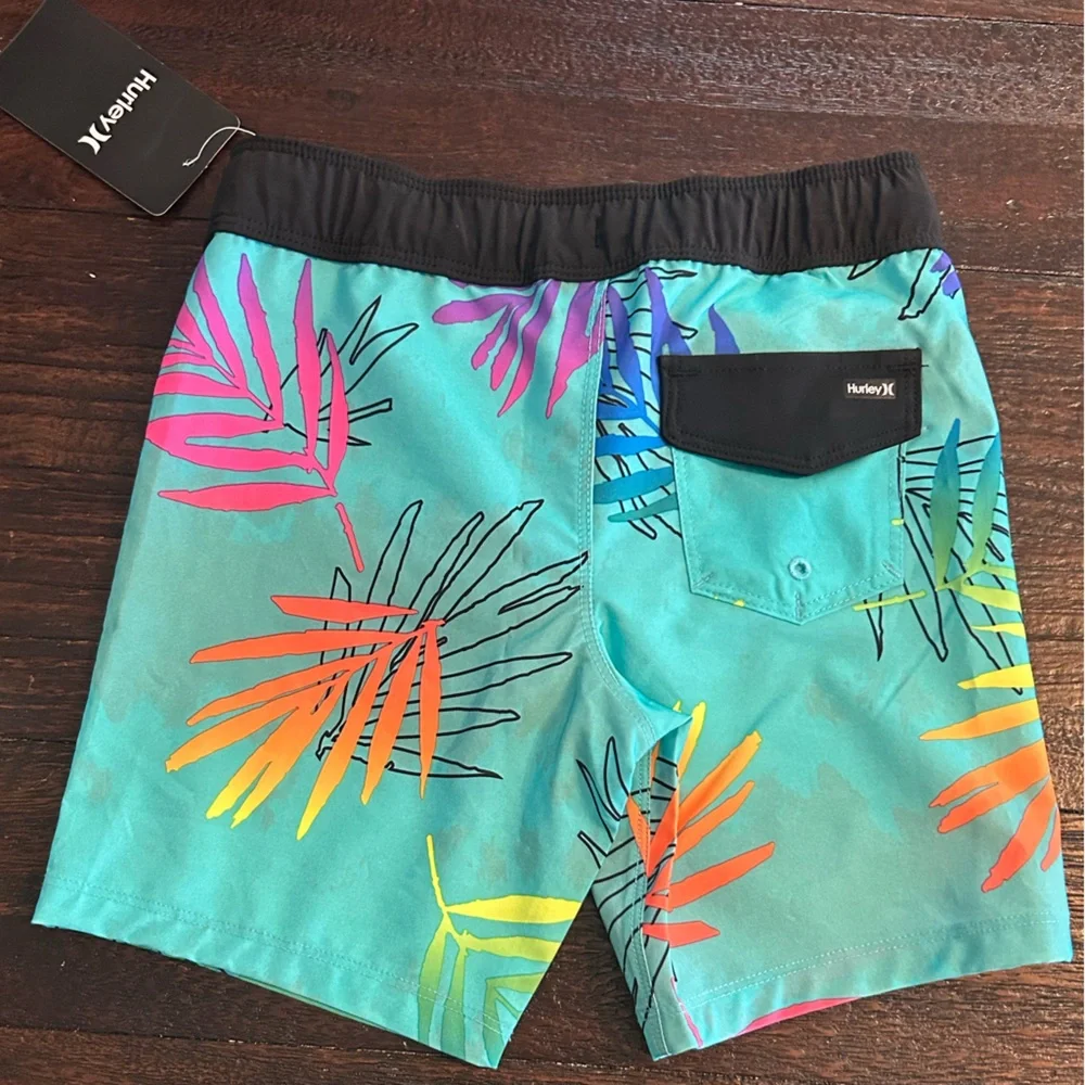 NWT Hurley Teal Tropical Print Swim Shorts